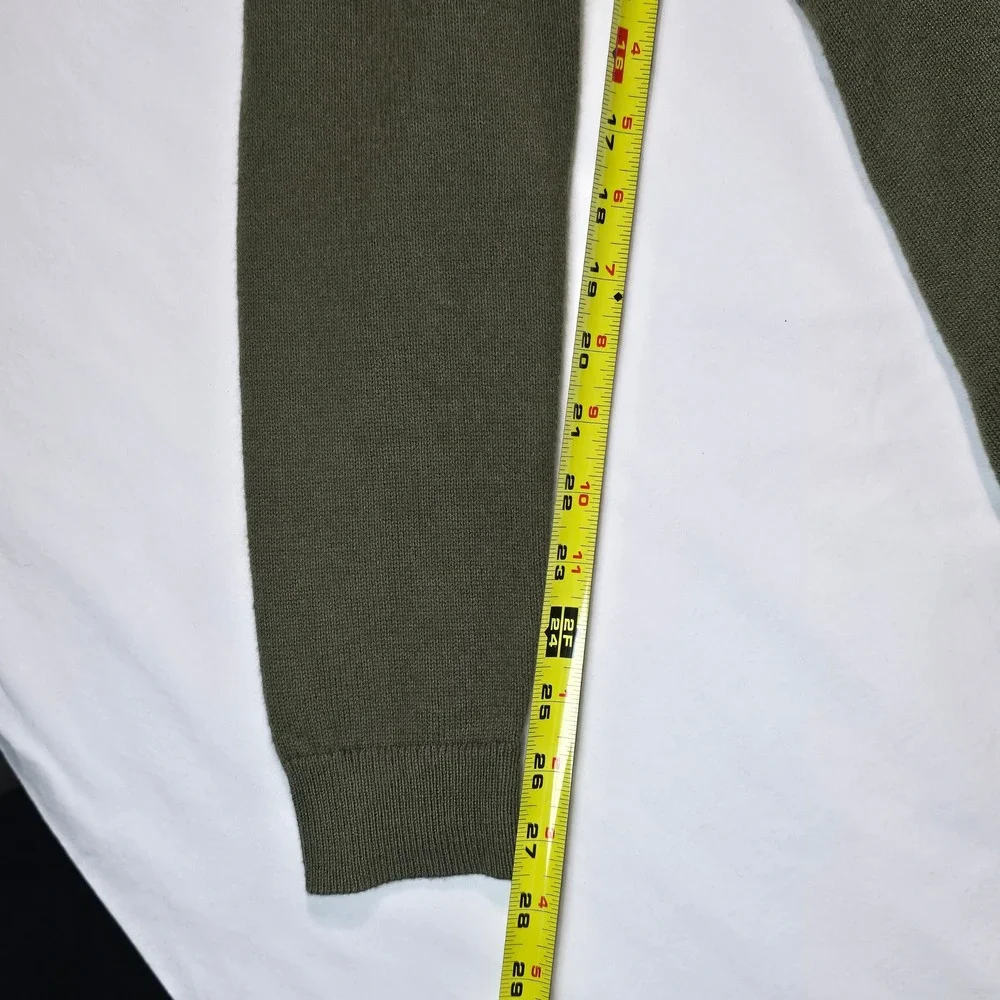 Talbots Womens Olive Green Long Sleeve V-Neck Polo Collar Sweater Dress Small - Picture 10 of 15